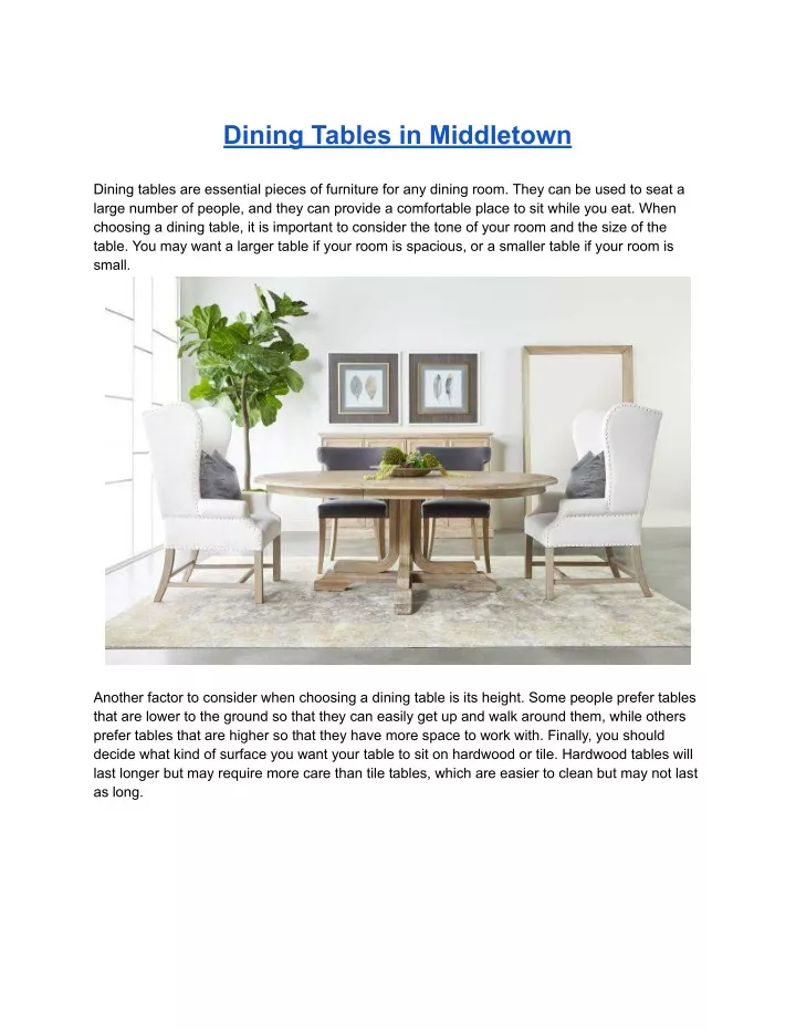 dining tables in middletown