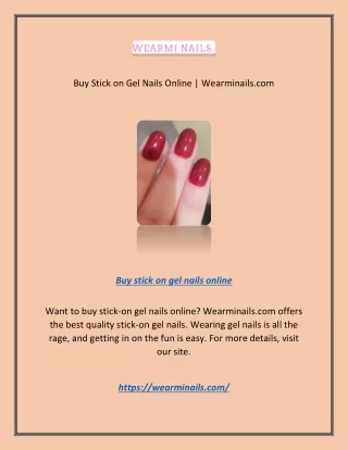 Buy Stick on Gel Nails Online | Wearminails.com
