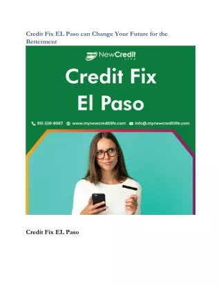 credit fix el paso can change your future