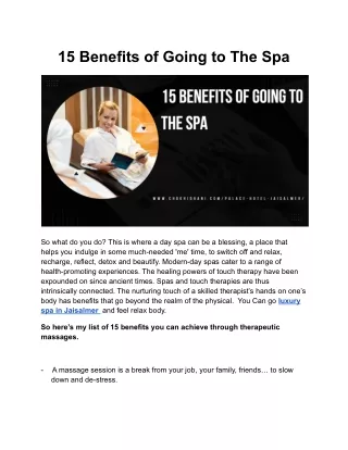 15 benefits of going to the spa