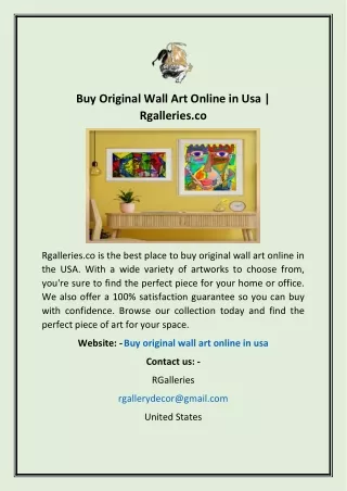 Buy Original Wall Art Online in Usa | Rgalleries.co