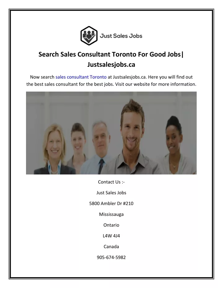 search sales consultant toronto for good jobs