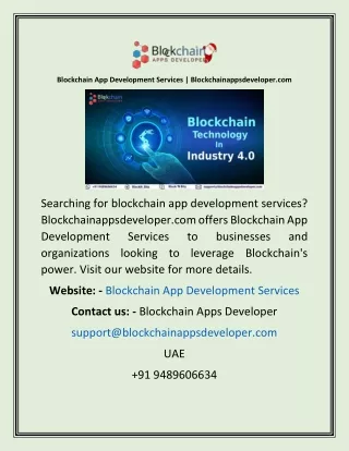 Blockchain App Development Services  Blockchainappsdeveloper