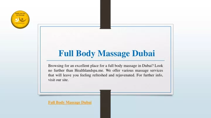 Ppt Full Body Massage Dubai Healthlandspa Me Powerpoint