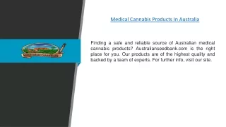 Medical Cannabis Products In Australia | Australianseedbank.com