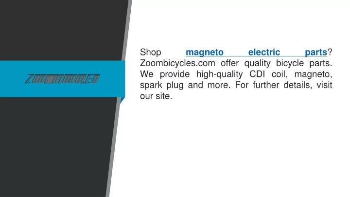 shop magneto electric parts zoombicycles
