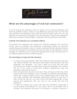 What are the advantages of real hair extensions - Gold Fever