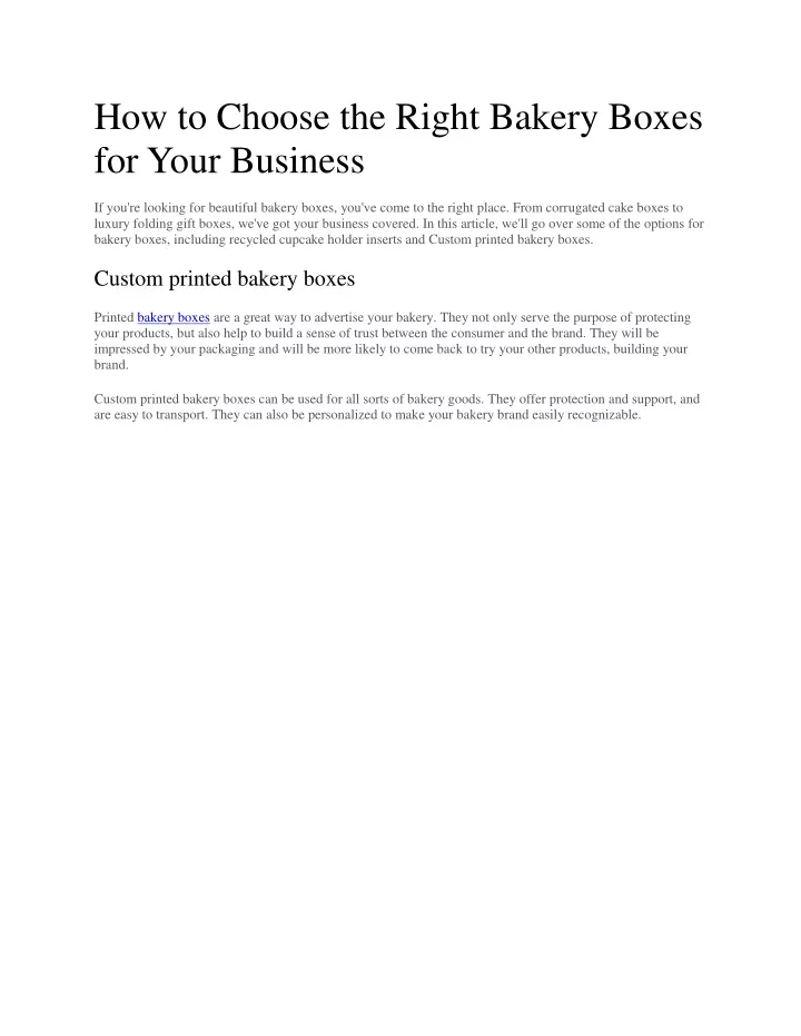 how to choose the right bakery boxes for your