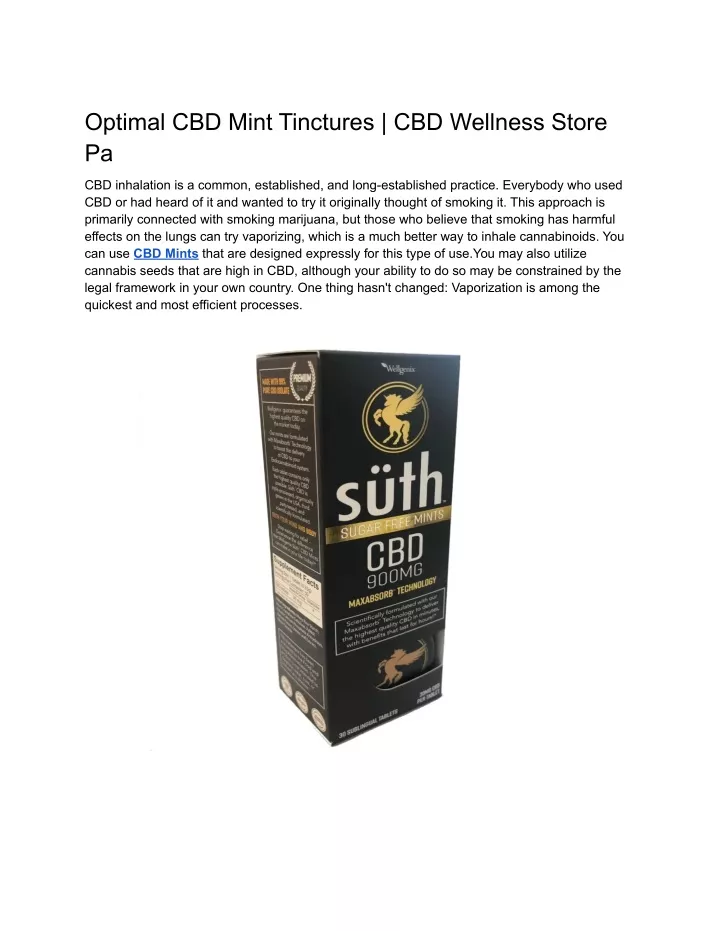 optimal cbd mint tinctures cbd wellness store pa