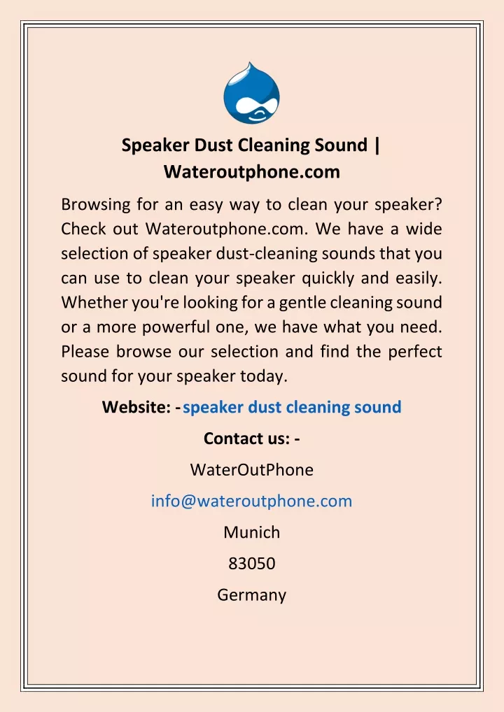 speaker dust cleaning sound wateroutphone com