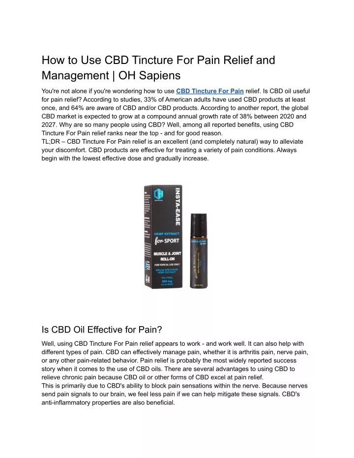 how to use cbd tincture for pain relief