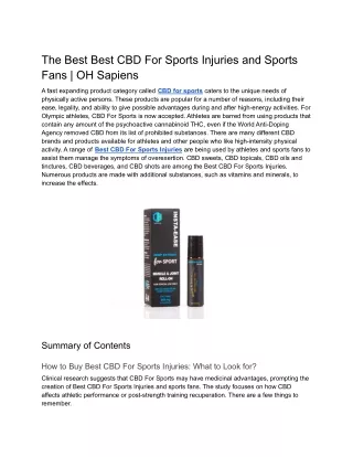 The Best Best CBD For Sports Injuries and Sports Fans _ OH Sapiens