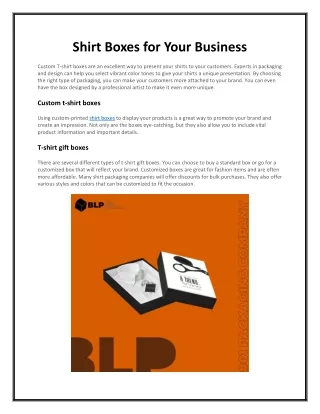 Shirt Boxes for Your Business