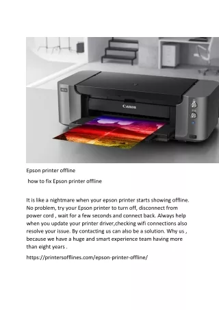 how to fix Epson printer offline
