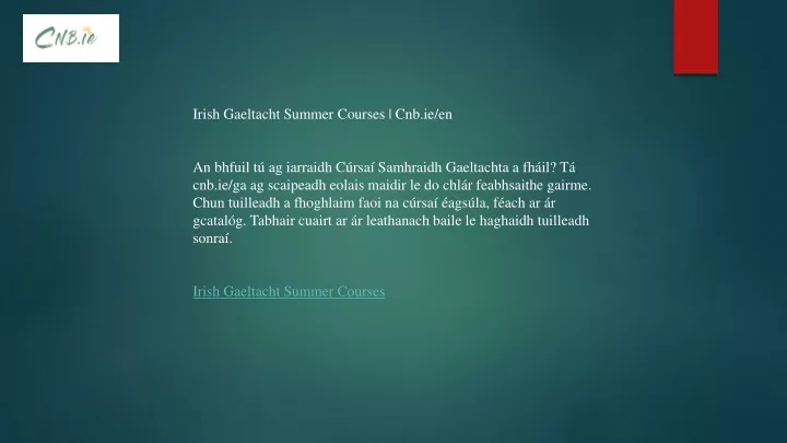 irish gaeltacht summer courses