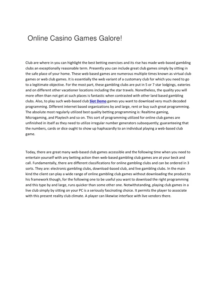 online casino games galore