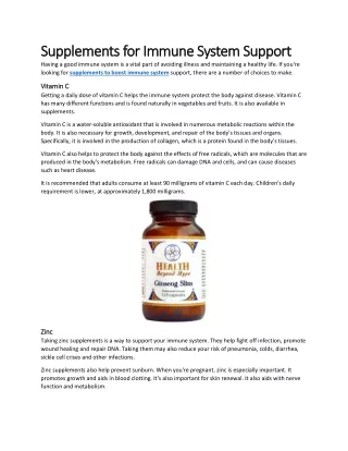Supplements for Immune System Support