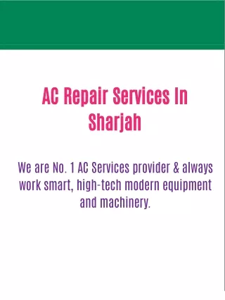 AC Repair Services In Sharjah