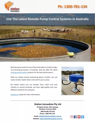 Use The Latest Remote Pump Control Systems in Australia