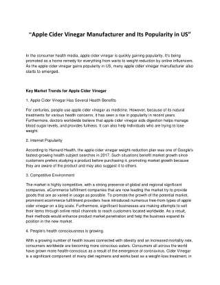 apple cider vinegar manufacturer
