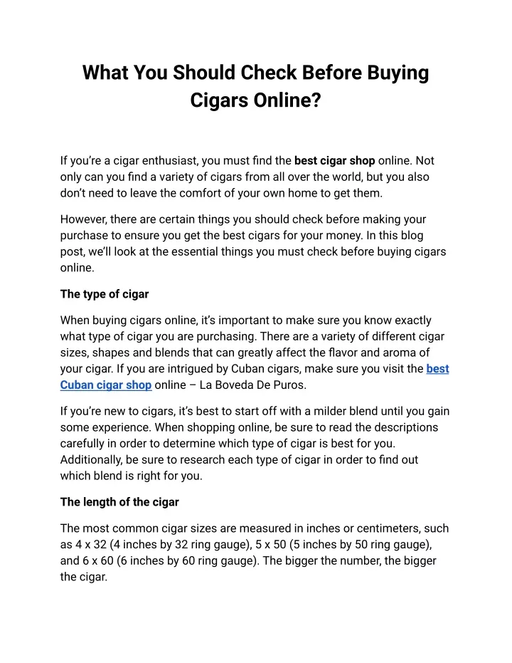 what you should check before buying cigars online