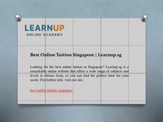Best Online Tuition Singapore  Learnup.sg