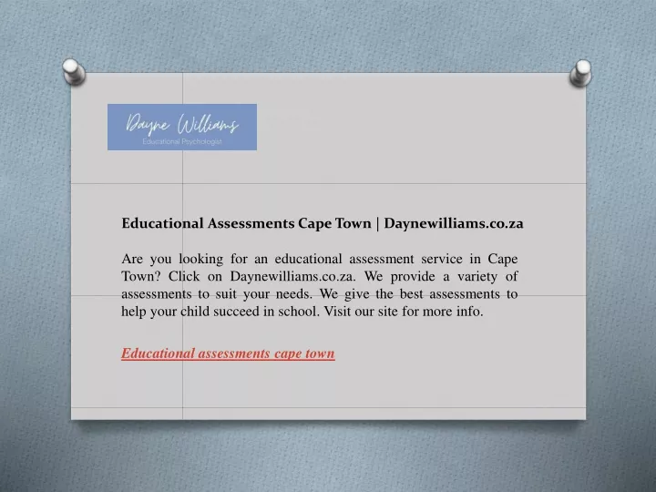 educational assessments cape town daynewilliams co za