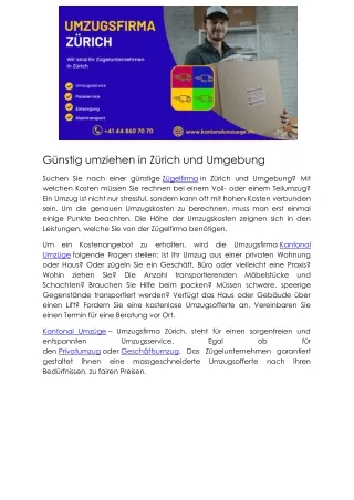 g nstig umziehen in z rich und umgebung