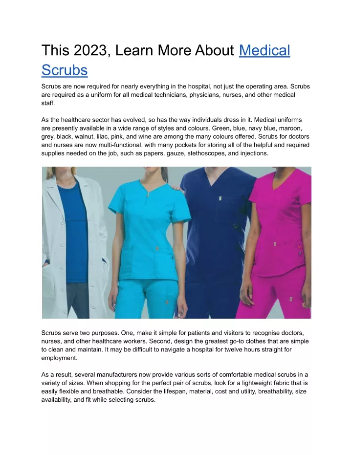 this 2023 learn more about medical scrubs