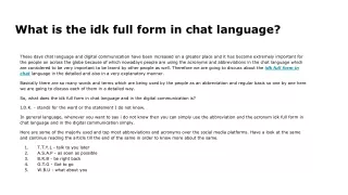 what is the idk full form in chat language