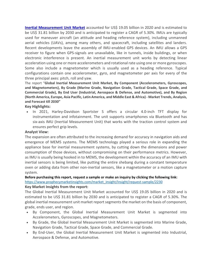 inertial measurement unit market accounted