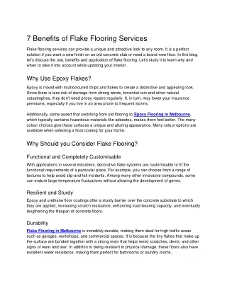 7 Benefits of Flake Flooring Services