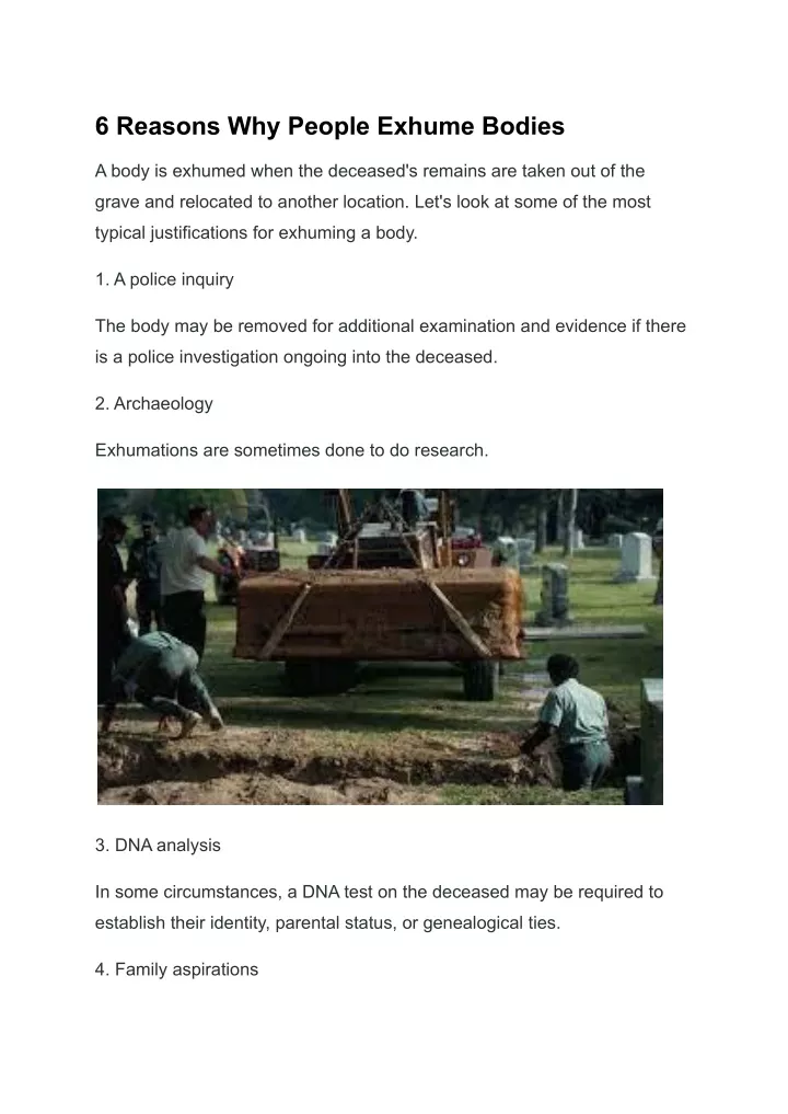 6 reasons why people exhume bodies