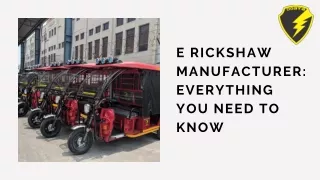 Manufacturers of E Rickshaws: Everything You Need to Know