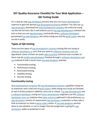 diy quality assurance checklist for your