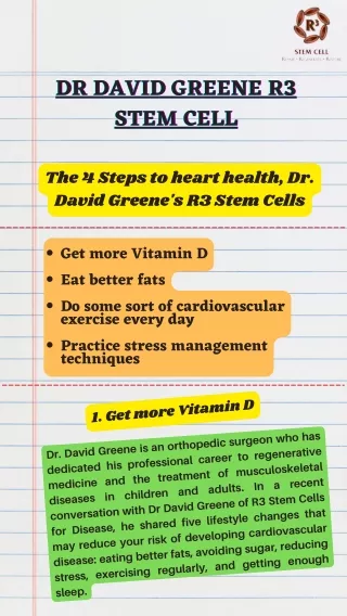 The 4 Steps to Heart Health, Dr. David Greene's R3 Stem Cells