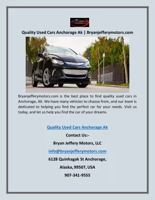 quality used cars anchorage ak bryanjefferymotors