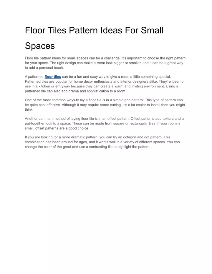 PPT - Floor Tiles Pattern Ideas For Small Spaces (1) PowerPoint ...