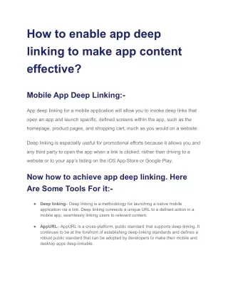 How to enable app deep linking to make app content effective