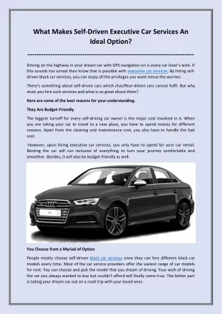 what makes self driven executive car services