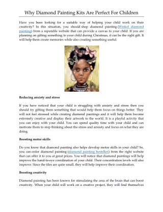 Why Diamond Painting Kits Are Perfect For Children