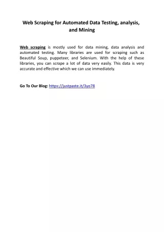 web scraping for automated data testing analysis