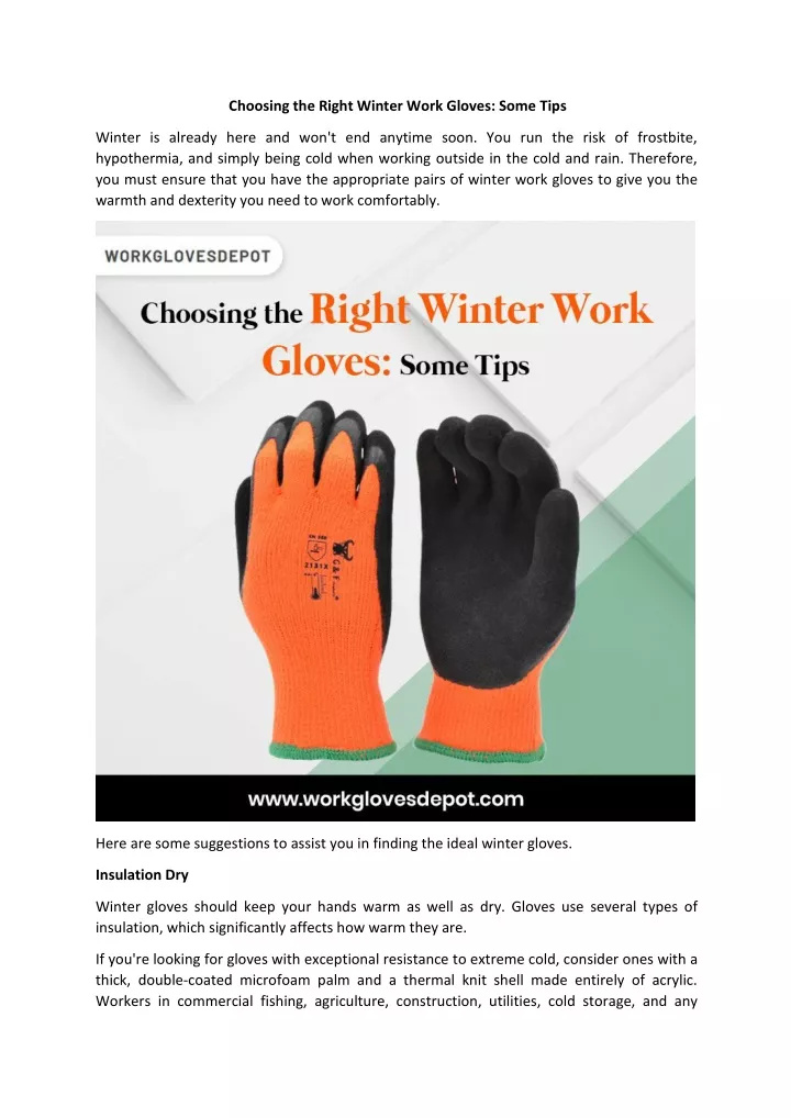 choosing the right winter work gloves some tips