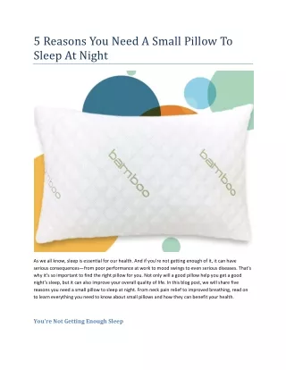 5 reasons you need a small pillow to sleep