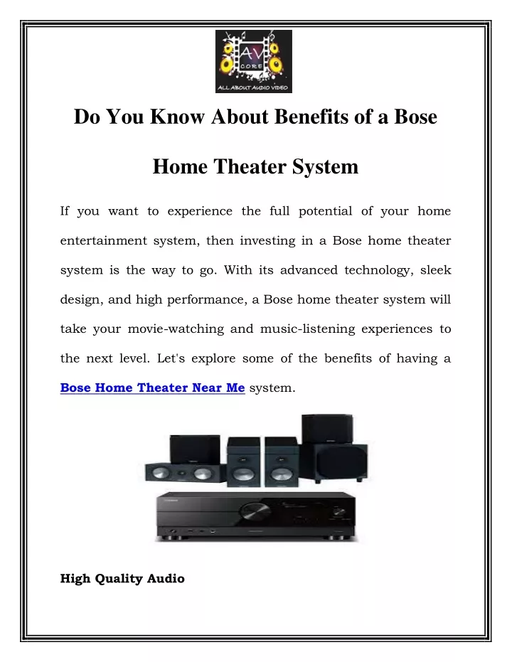 do you know about benefits of a bose