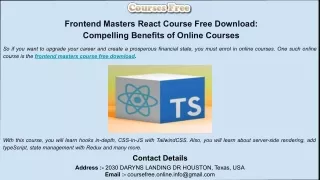 Frontend Masters React Course Free Download_ Compelling Benefits of Online Courses