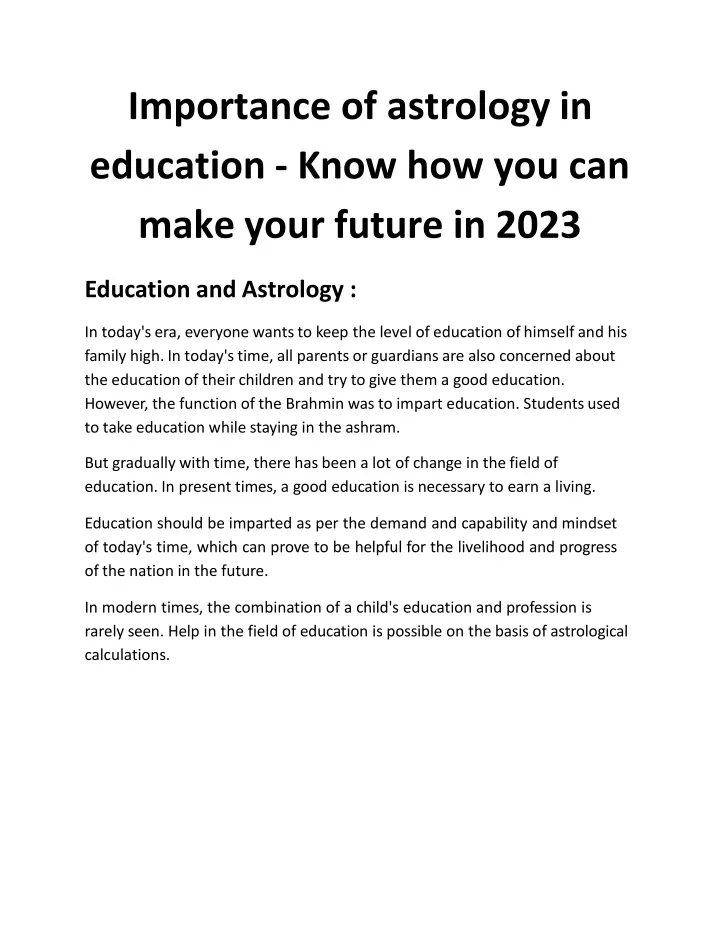 importance of astrology in education know how you can make your future in 2023