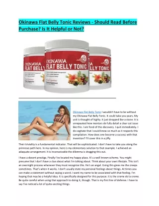 Okinawa Flat Belly Tonic Reviews