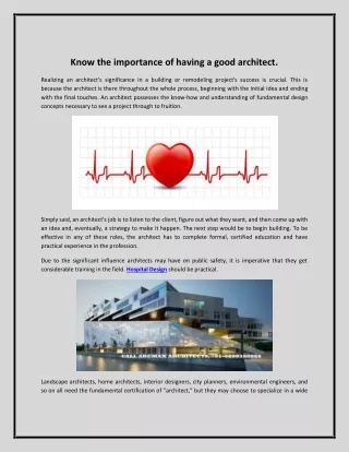 Know the importance of having a good architect