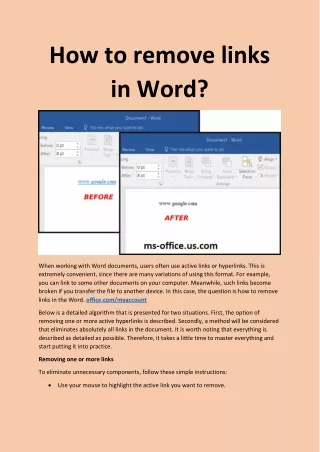 how to remove links in word